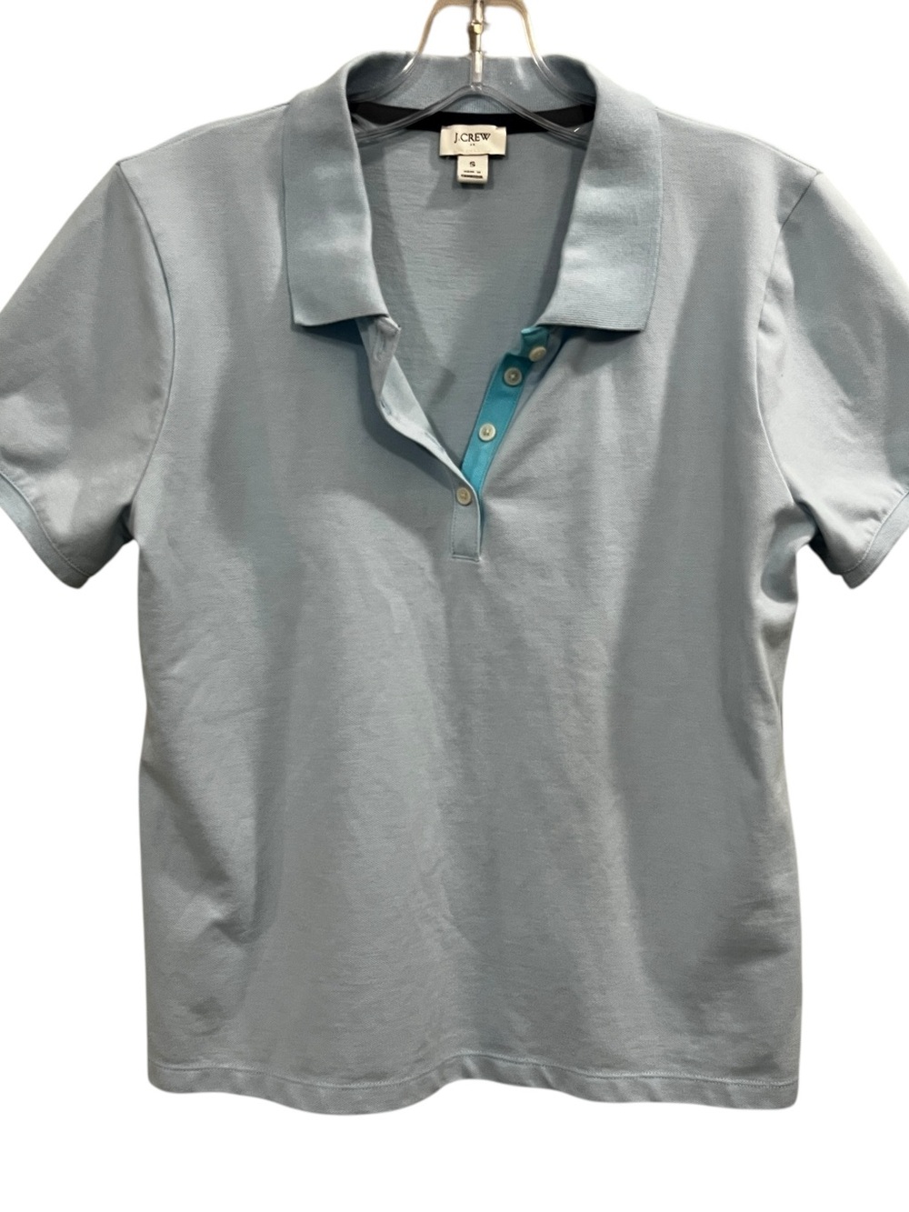 J. Crew Womens Light Blue Polo Small Sleeve Cotton